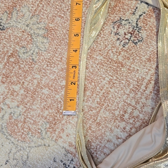 Sandy Beach Gold Stretchy String Bikini Bottom - Size L - Picture 7 of 7